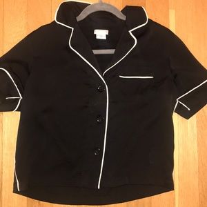 Black Zara Button Down W/ White Details